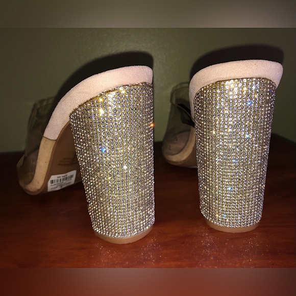 Blush Pink Rhinestone Block Heels - Size 9 - Picture 7 of 9